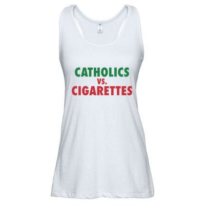 Retro Vintage Catholics Vs Cigarettes Funny Saying Ladies Essential Flowy Tank