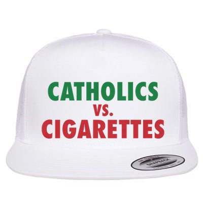 Retro Vintage Catholics Vs Cigarettes Funny Saying Flatbill Hat