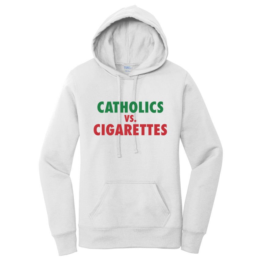 Retro Vintage Catholics Vs Cigarettes Funny Saying Women's Pullover Hoodie