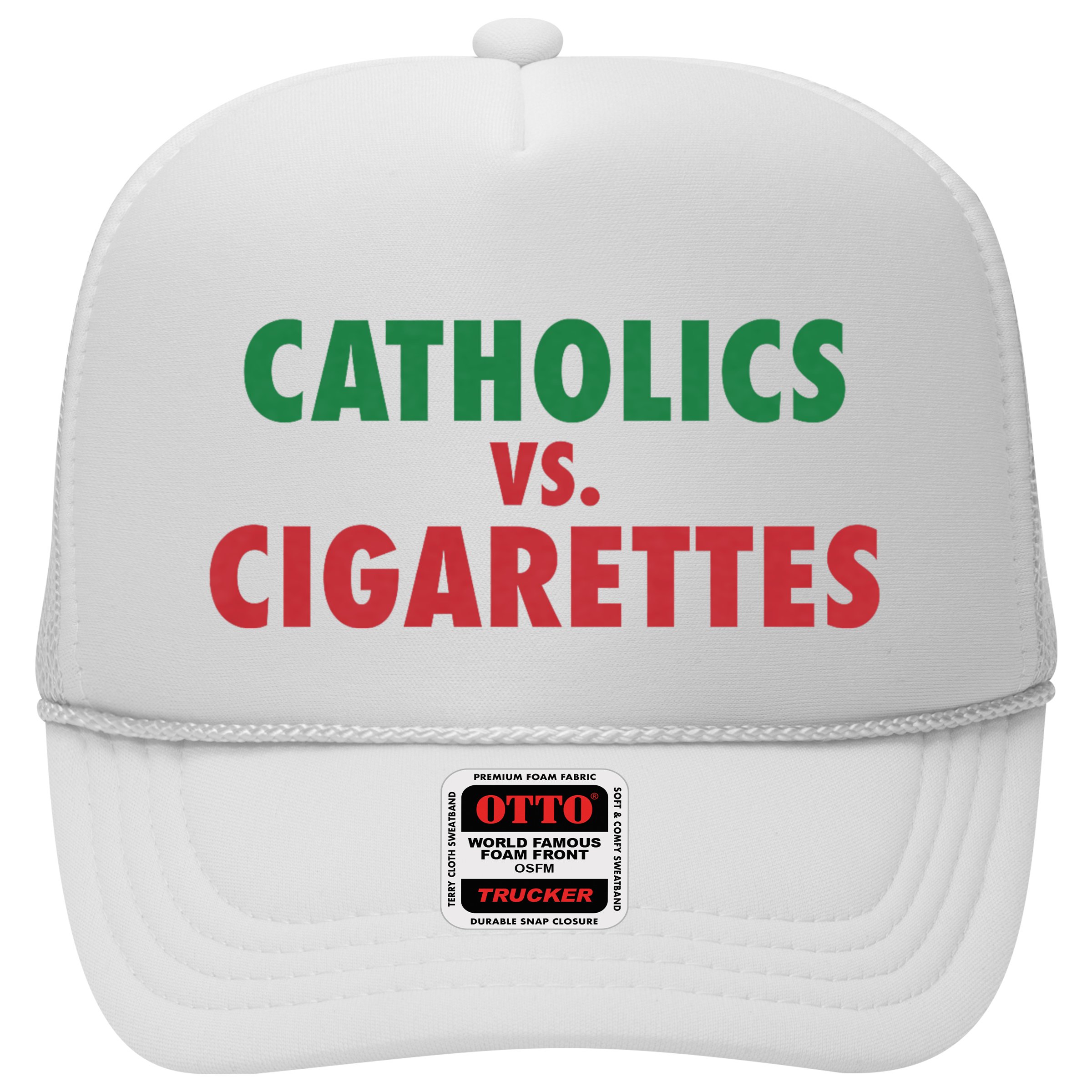 Retro Vintage Catholics Vs Cigarettes Funny Saying Hat