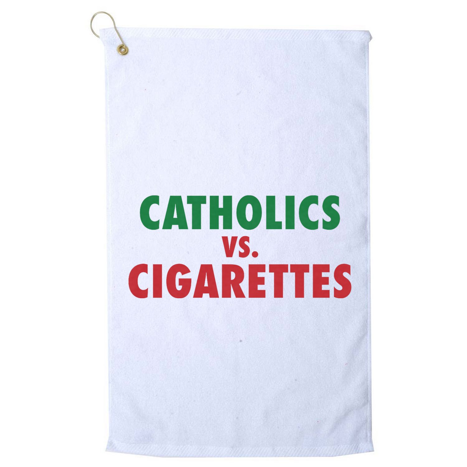 Retro Vintage Catholics Vs Cigarettes Funny Saying Golf Towel
