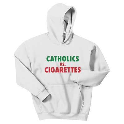 Retro Vintage Catholics Vs Cigarettes Funny Saying Kids Hoodie