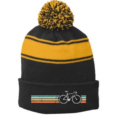 Retro Vintage Cycling Road Bike Stripe Pom Pom Beanie