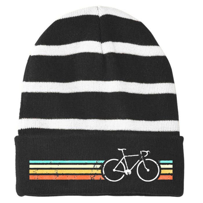 Retro Vintage Cycling Road Bike Striped Beanie with Solid Band