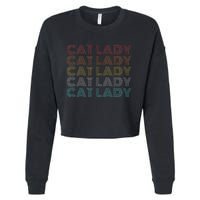 Retro Vintage Cat Lady Funny 2024 President Kamala Harris Cropped Pullover Crew