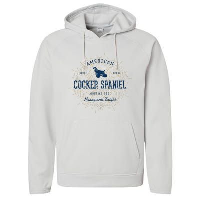 Retro Vintage Cocker Spaniel Performance Fleece Hoodie