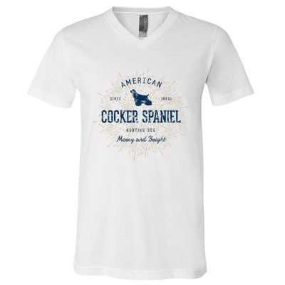 Retro Vintage Cocker Spaniel V-Neck T-Shirt