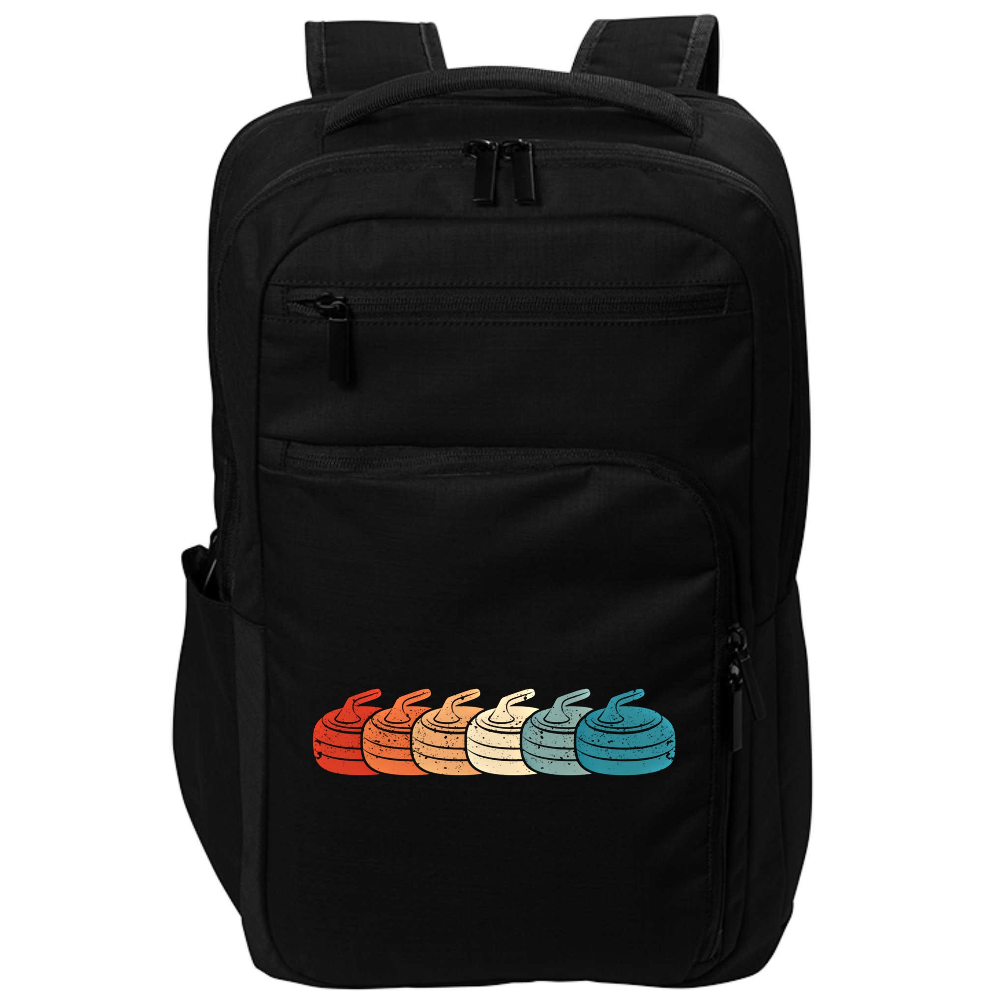 Retro Vintage Curling Player Curler Winter Ice Sports Stones Gift Impact Tech Backpack