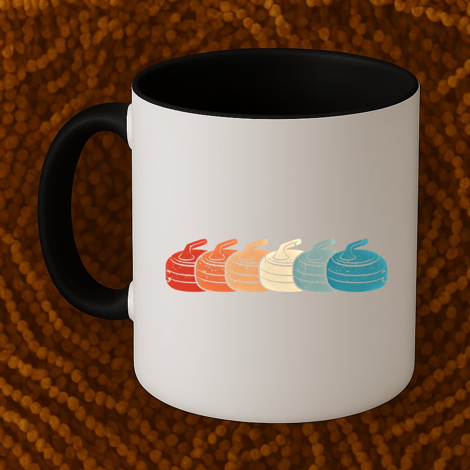 Retro Vintage Curling Player Curler Winter Ice Sports Stones Gift Mug