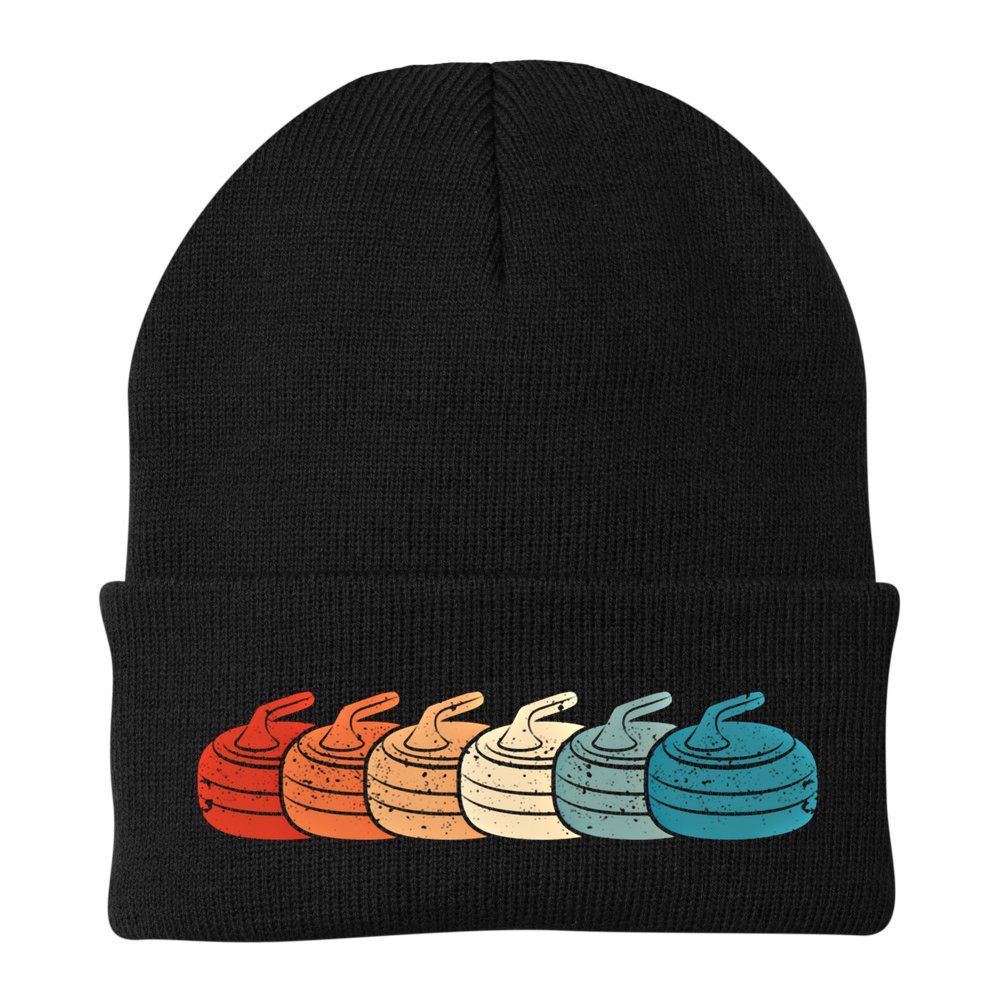 Retro Vintage Curling Player Curler Winter Ice Sports Stones Gift Beanie