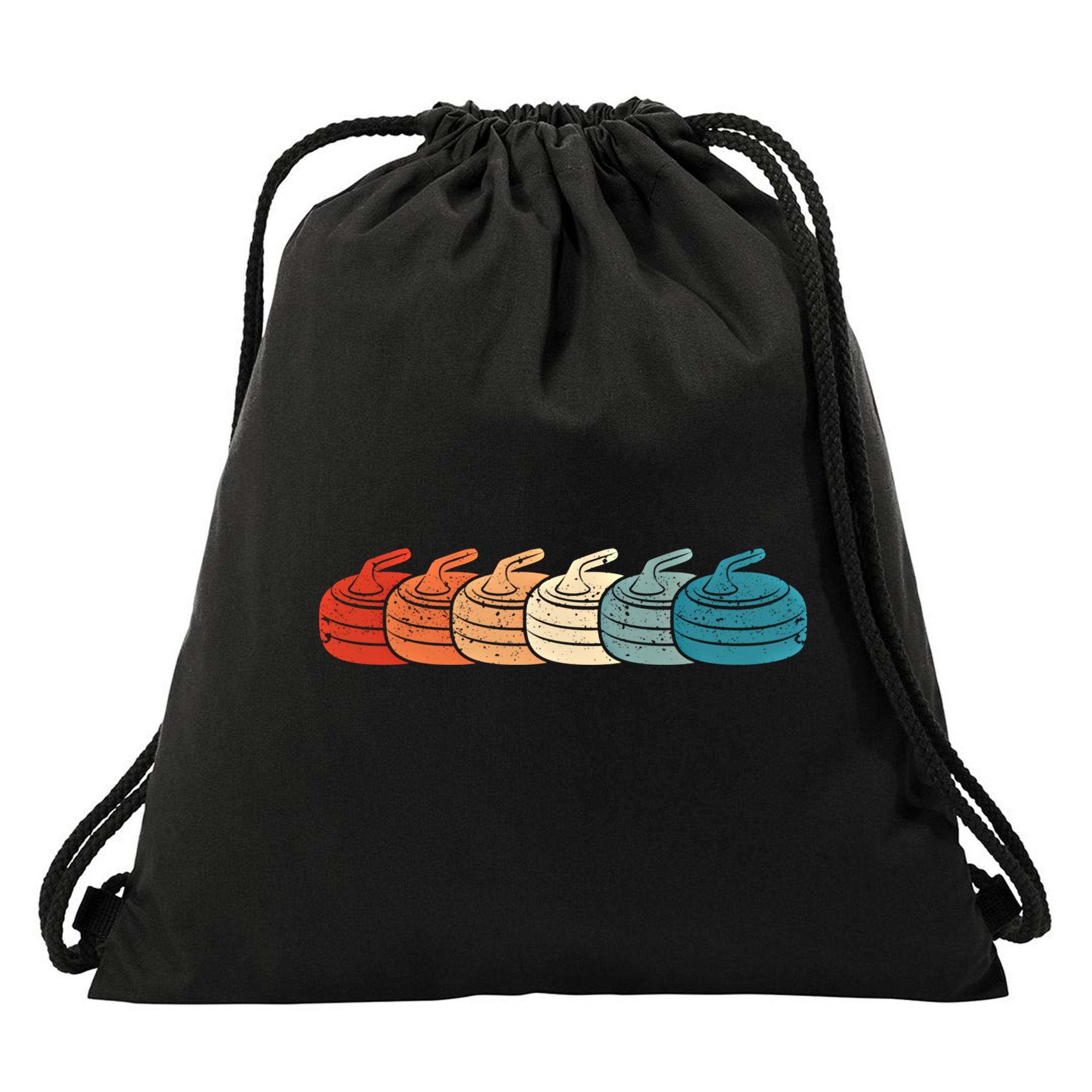 Retro Vintage Curling Player Curler Winter Ice Sports Stones Gift Drawstring Bag
