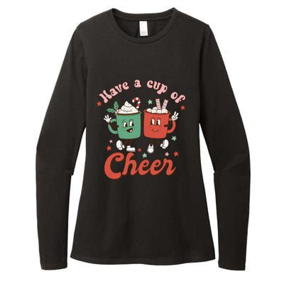 Retro Vintage Christmas Have A Cup Of Cheer Funny Cute Cocoa Gift Womens CVC Long Sleeve Shirt