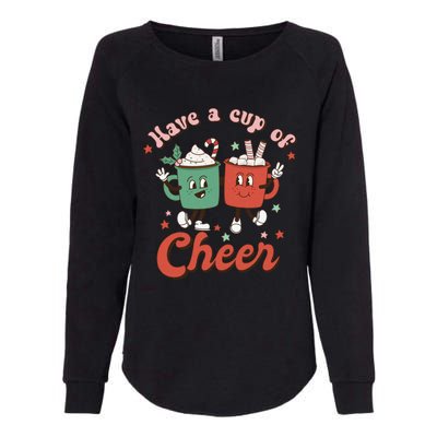 Retro Vintage Christmas Have A Cup Of Cheer Funny Cute Cocoa Gift Womens California Wash Sweatshirt