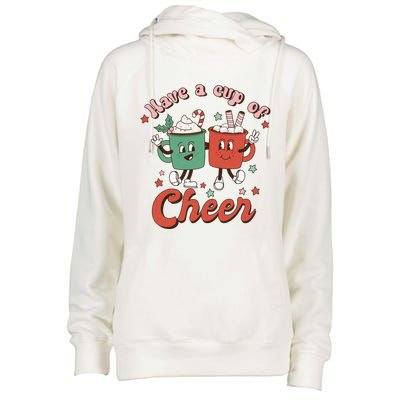 Retro Vintage Christmas Have A Cup Of Cheer Funny Cute Cocoa Gift Womens Funnel Neck Pullover Hood