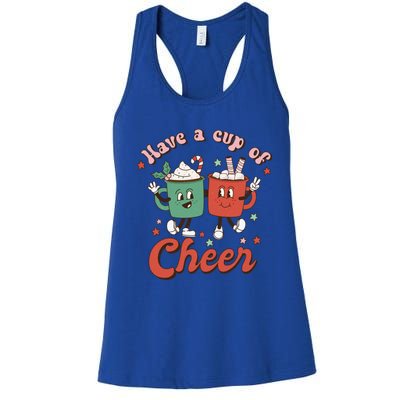 Retro Vintage Christmas Have A Cup Of Cheer Funny Cute Cocoa Gift Women's Racerback Tank