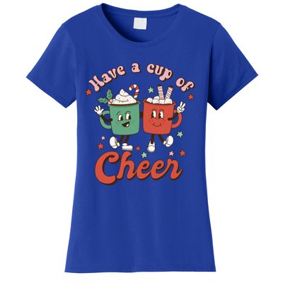 Retro Vintage Christmas Have A Cup Of Cheer Funny Cute Cocoa Gift Women's T-Shirt