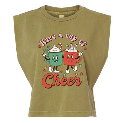 Retro Vintage Christmas Have A Cup Of Cheer Funny Cute Cocoa Gift Garment-Dyed Women's Muscle Tee