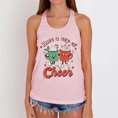 Retro Vintage Christmas Have A Cup Of Cheer Funny Cute Cocoa Gift Women's Knotted Racerback Tank