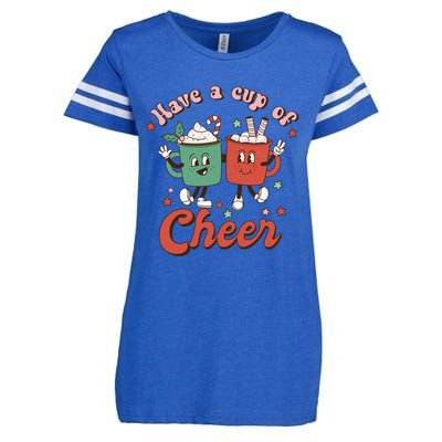 Retro Vintage Christmas Have A Cup Of Cheer Funny Cute Cocoa Gift Enza Ladies Jersey Football T-Shirt