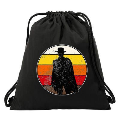 Retro Vintage Cowboy Outlaw Western Drawstring Bag