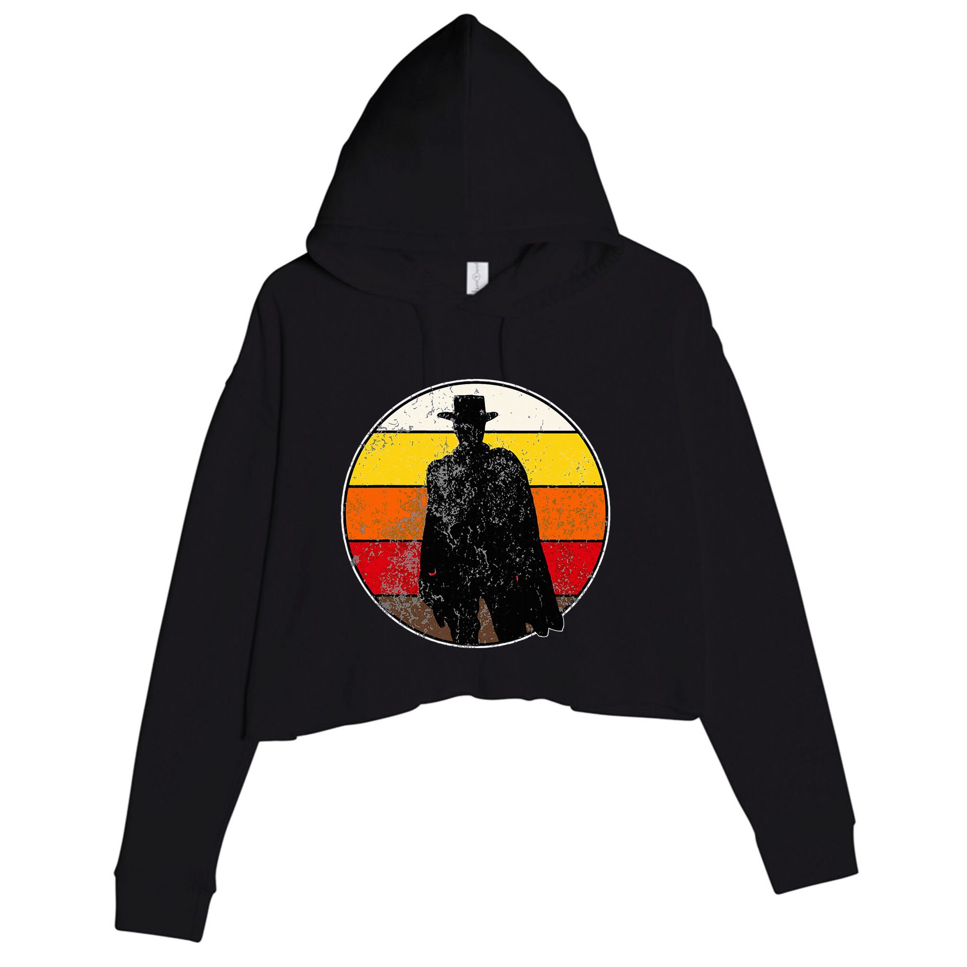 Retro Vintage Cowboy Outlaw Western Crop Fleece Hoodie