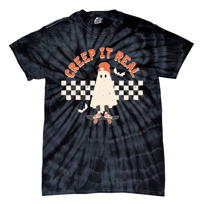 Retro Vintage Creep It Real Ghost Halloween Tie-Dye T-Shirt