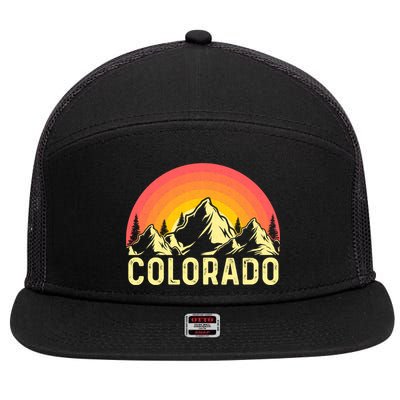 Retro Vintage Colorado Mountain & Sun 7 Panel Mesh Trucker Snapback Hat