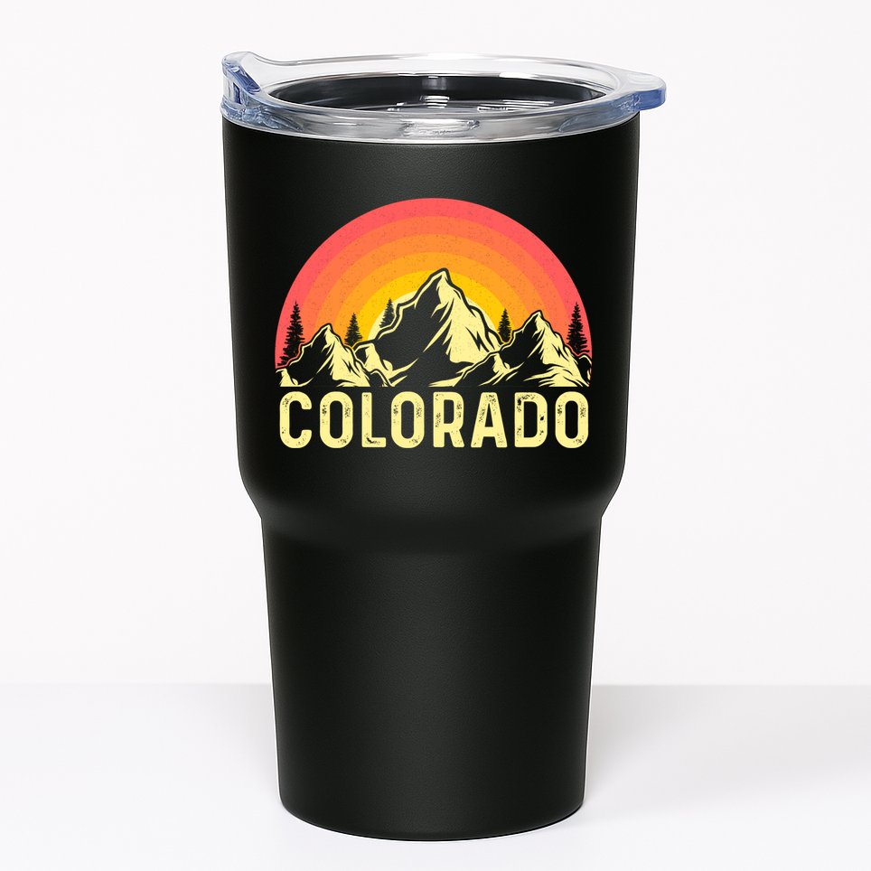 Retro Vintage Colorado Mountain & Sun Tumbler