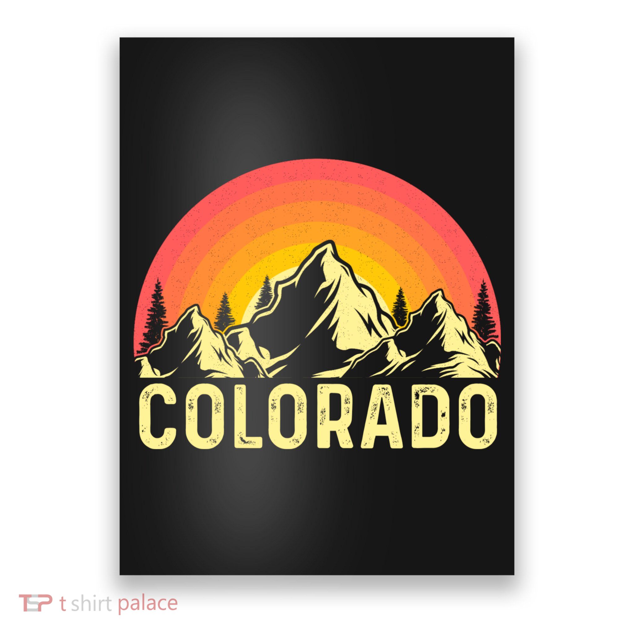 Retro Vintage Colorado Mountain & Sun Poster