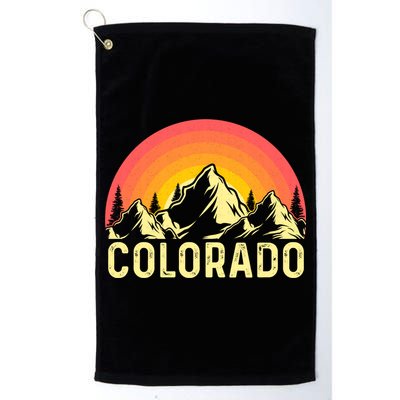 Retro Vintage Colorado Mountain & Sun Golf Towel