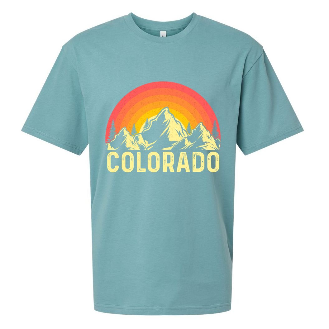 Retro Vintage Colorado Mountain & Sun Sueded Cloud Jersey T-Shirt