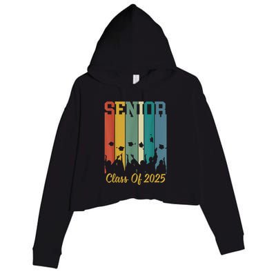 Retro Vintage Class Of 2025 Senior 2025 Graduation 2025 Crop Fleece Hoodie