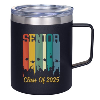 Retro Vintage Class Of 2025 Senior 2025 Graduation 2025 12oz Stainless Steel Coffee Mug