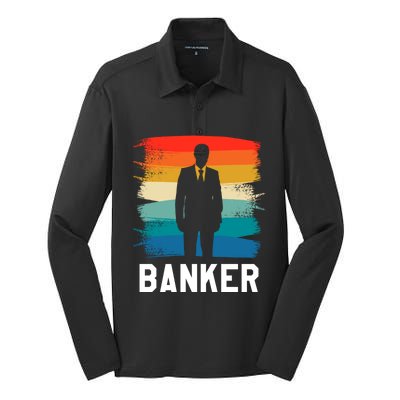 Retro Vintage Classic Banker Banking Gift Silk Touch Performance Long Sleeve Polo