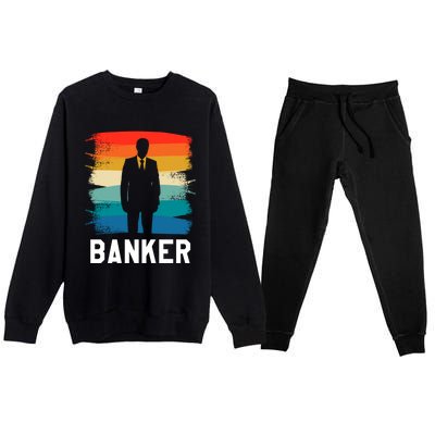 Retro Vintage Classic Banker Banking Gift Premium Crewneck Sweatsuit Set