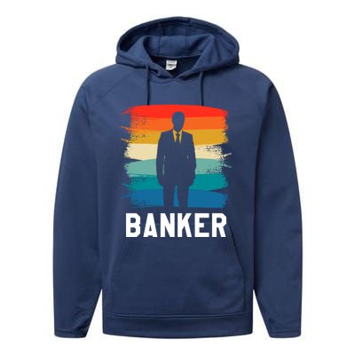 Retro Vintage Classic Banker Banking Gift Performance Fleece Hoodie