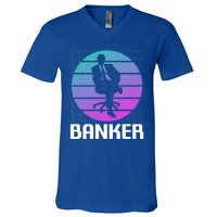 Retro Vintage Classic Banker Banking Gift V-Neck T-Shirt