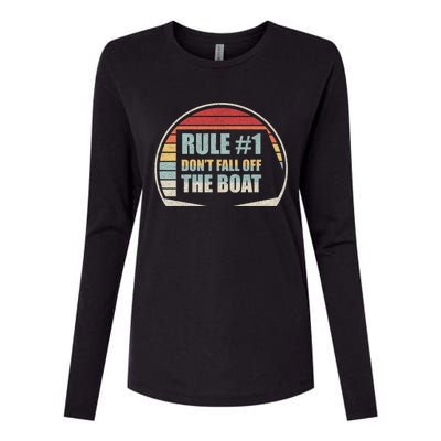 Retro Vintage Cruise Rule #1 Dont Fall Off The Boat Cool Gift Womens Cotton Relaxed Long Sleeve T-Shirt