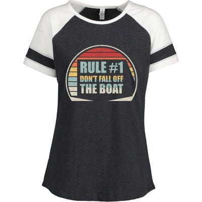 Retro Vintage Cruise Rule #1 Dont Fall Off The Boat Cool Gift Enza Ladies Jersey Colorblock Tee