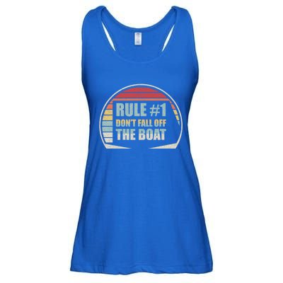 Retro Vintage Cruise Rule #1 Dont Fall Off The Boat Cool Gift Ladies Essential Flowy Tank