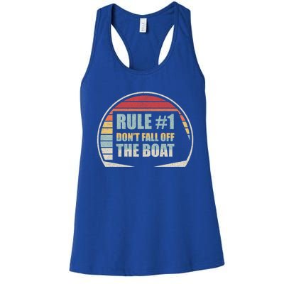 Retro Vintage Cruise Rule #1 Dont Fall Off The Boat Cool Gift Women's Racerback Tank