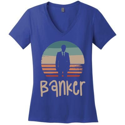 Retro Vintage Classic Banker Banking Gift Women's V-Neck T-Shirt