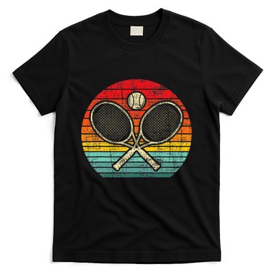 Retro Vintage Crossed Tennis Racket Sports Lover T-Shirt