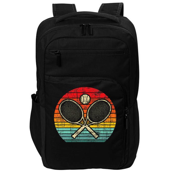 Retro Vintage Crossed Tennis Racket Sports Lover Impact Tech Backpack