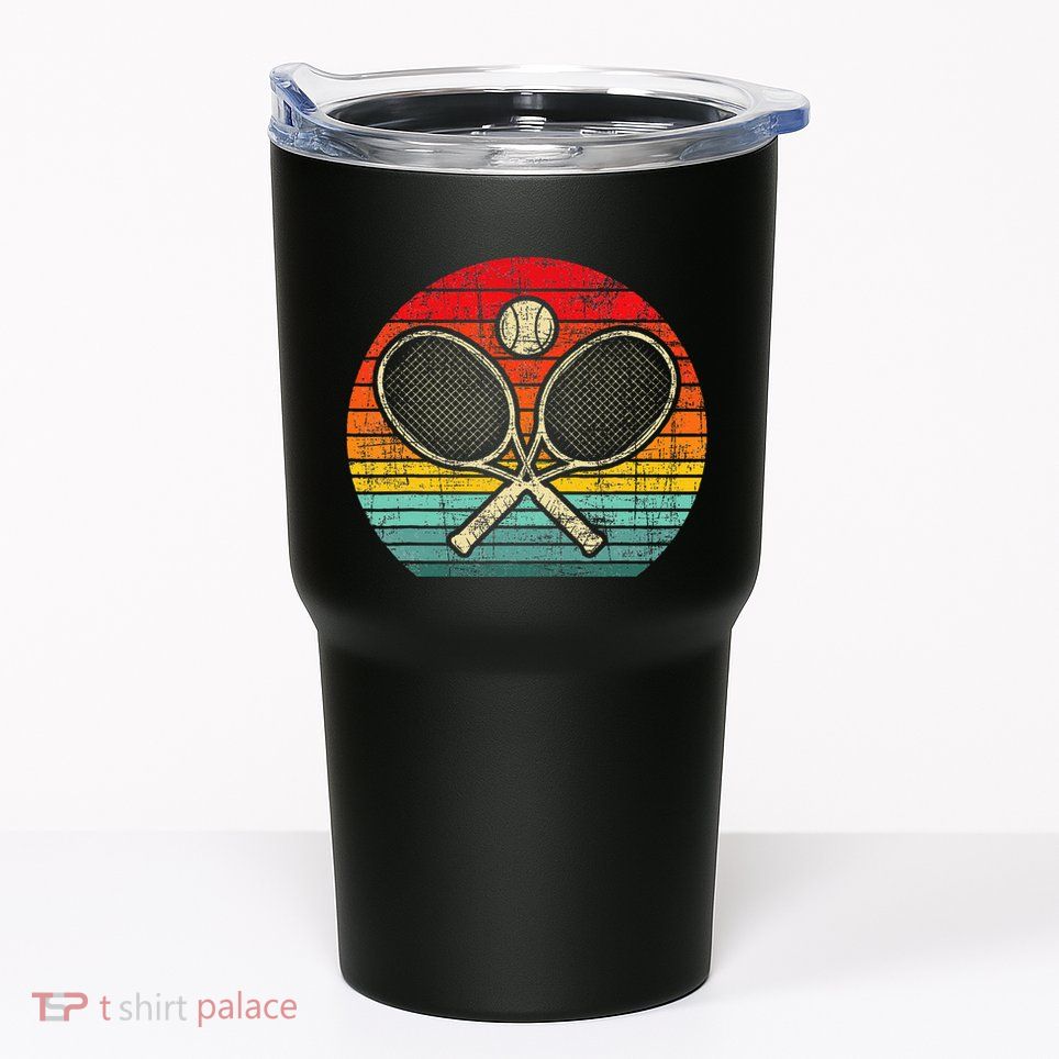 Retro Vintage Crossed Tennis Racket Sports Lover Tumbler