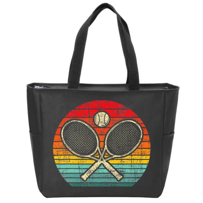 Retro Vintage Crossed Tennis Racket Sports Lover Zip Tote Bag