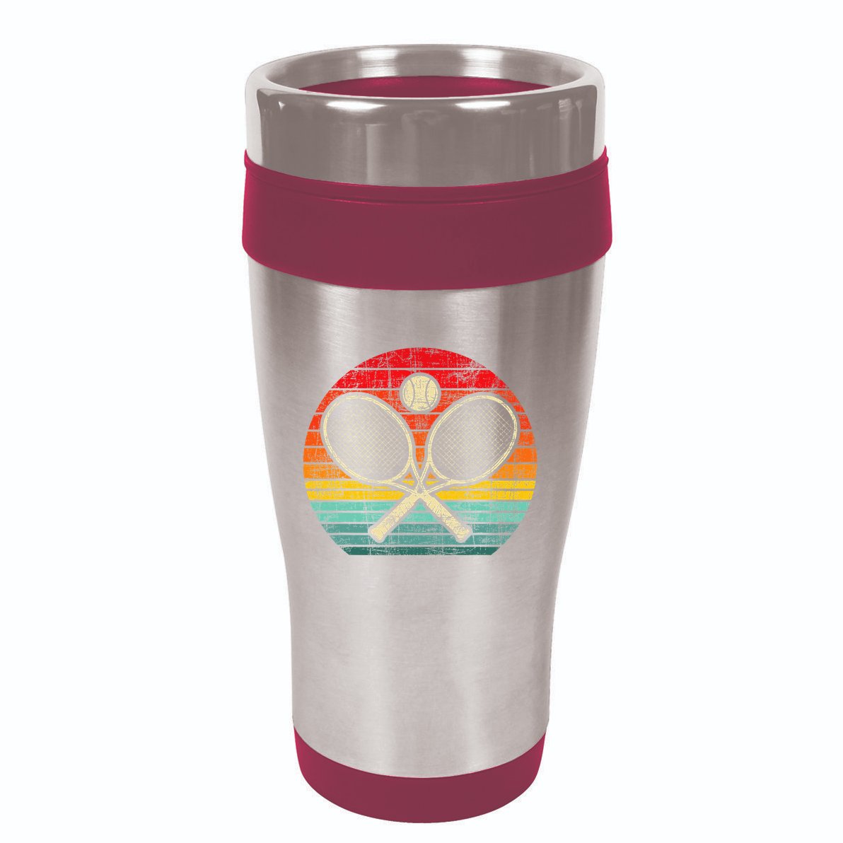 Retro Vintage Crossed Tennis Racket Sports Lover 16oz Travel Tumbler