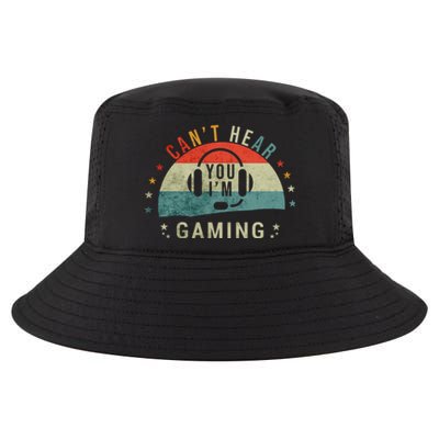 Retro Vintage Can't Hear You I'm Gaming Gift Video Games Great Gift Cool Comfort Performance Bucket Hat