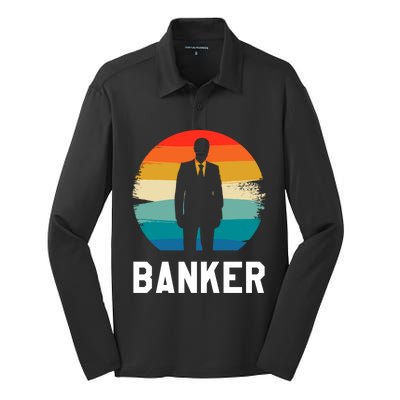 Retro Vintage Classic Banker Banking Cute Gift Silk Touch Performance Long Sleeve Polo