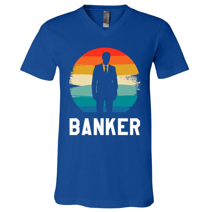 Retro Vintage Classic Banker Banking Cute Gift V-Neck T-Shirt